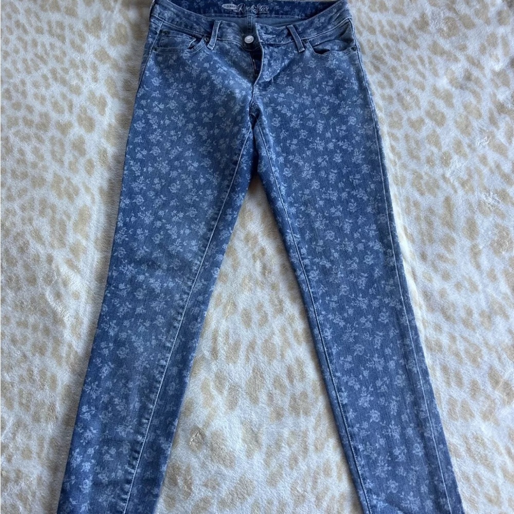 Women's  Old Navy Rockstar Blue Floral Jeans
